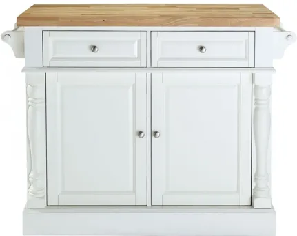 Oxford Butcher Block Top Kitchen Island in White