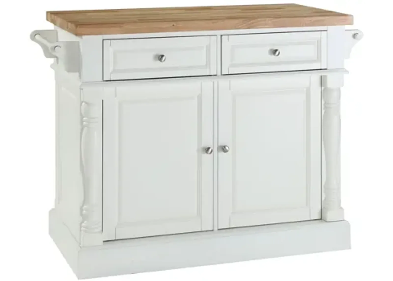 Oxford Butcher Block Top Kitchen Island in White