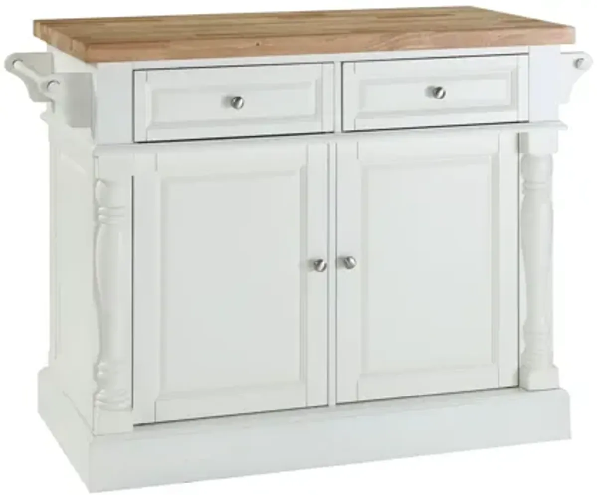 Oxford Butcher Block Top Kitchen Island in White