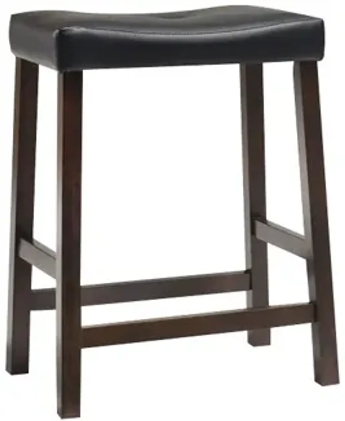 Upholstered Saddle Seat Bar Stool in Vintage Mahogany, Set of 2