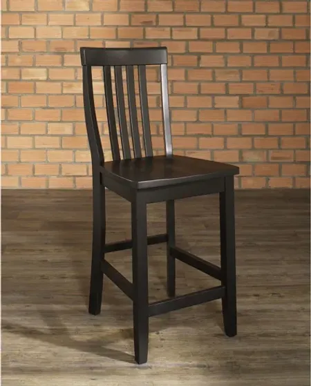 School House Bar Stool in Black, Set of Two