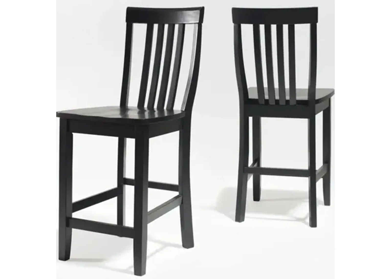 School House Bar Stool in Black, Set of Two