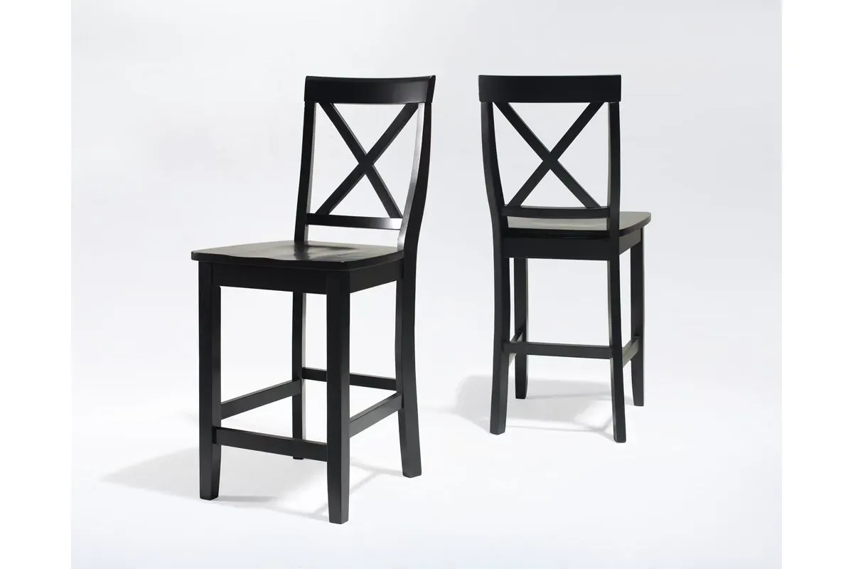 X-Back Bar Stool in Black, Set of Two