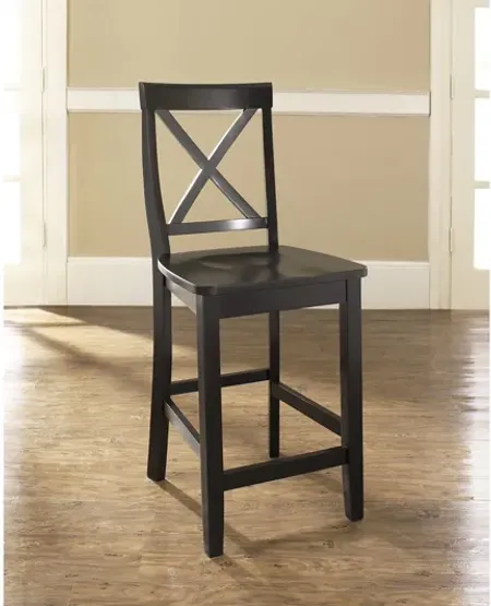 X-Back Bar Stool in Black, Set of Two