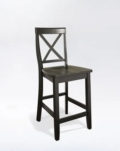 X-Back Bar Stool in Black, Set of Two