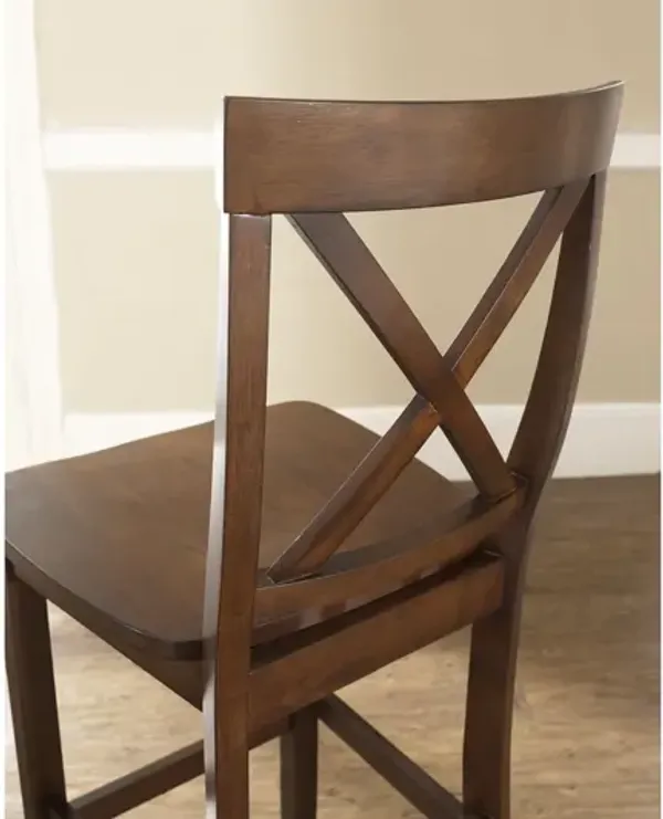 X-Back Bar Stool in Mahogany, Set of 2