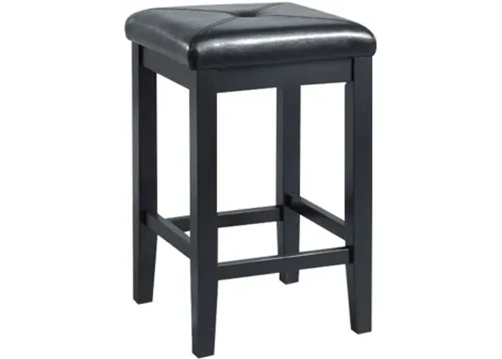 Upholstered Square Seat Bar Stool in Black, Set of 2