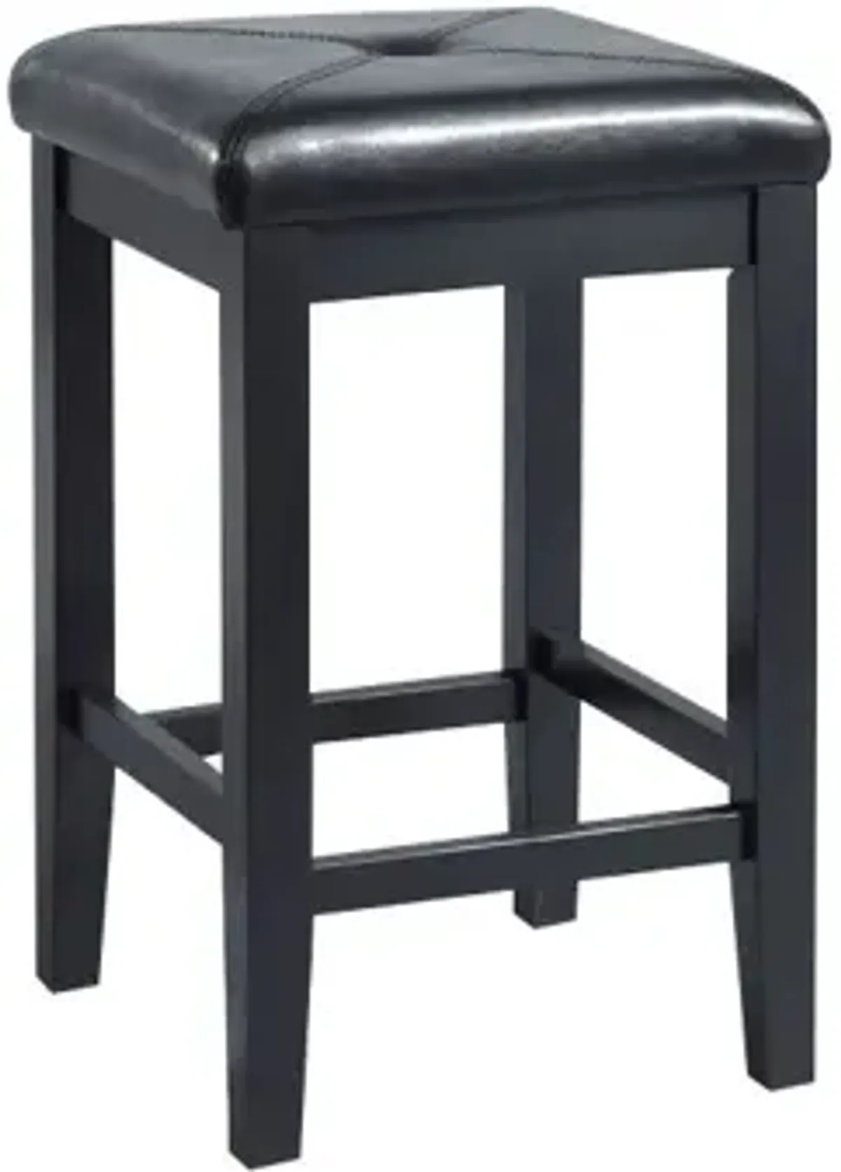 Upholstered Square Seat Bar Stool in Black, Set of 2