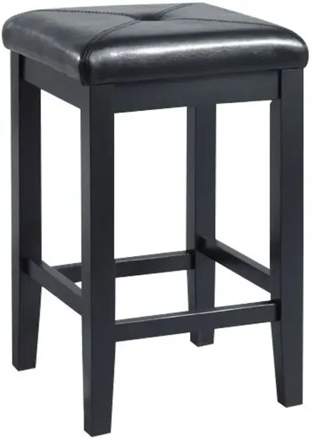 Upholstered Square Seat Bar Stool in Black, Set of 2