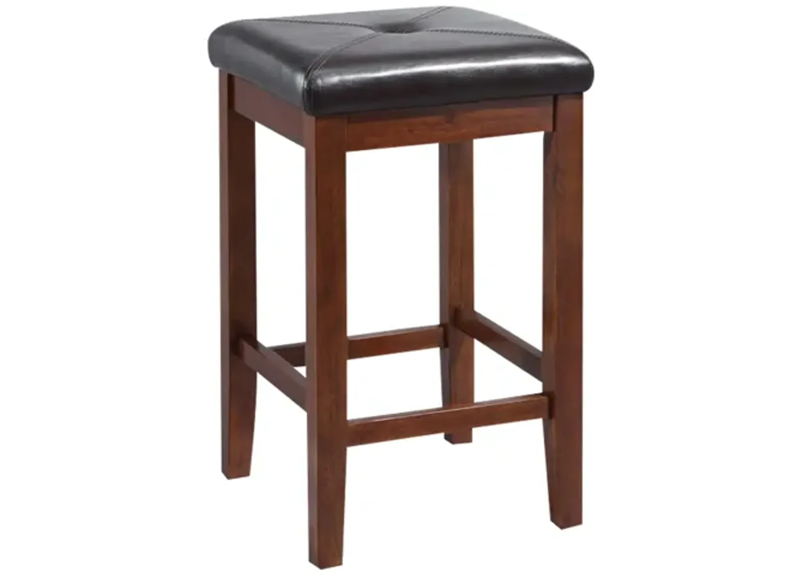 24" Upholstered Square Seat Bar Stool in Mahogany, Set of 2