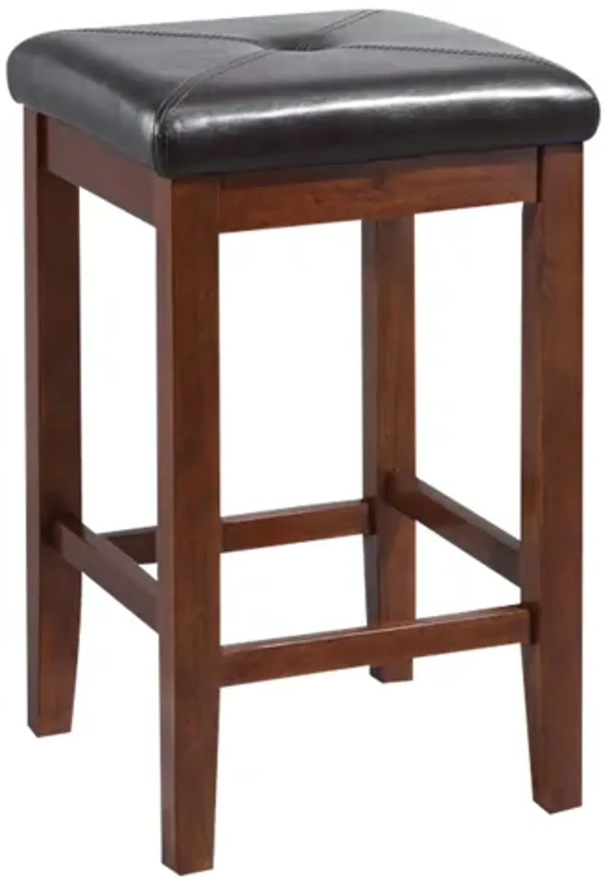 24" Upholstered Square Seat Bar Stool in Mahogany, Set of 2