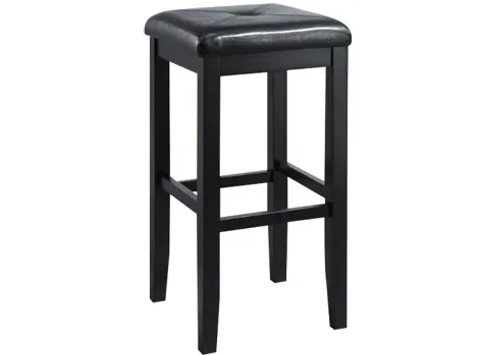 Upholstered Square Seat Bar Stool in Black, Set of 2