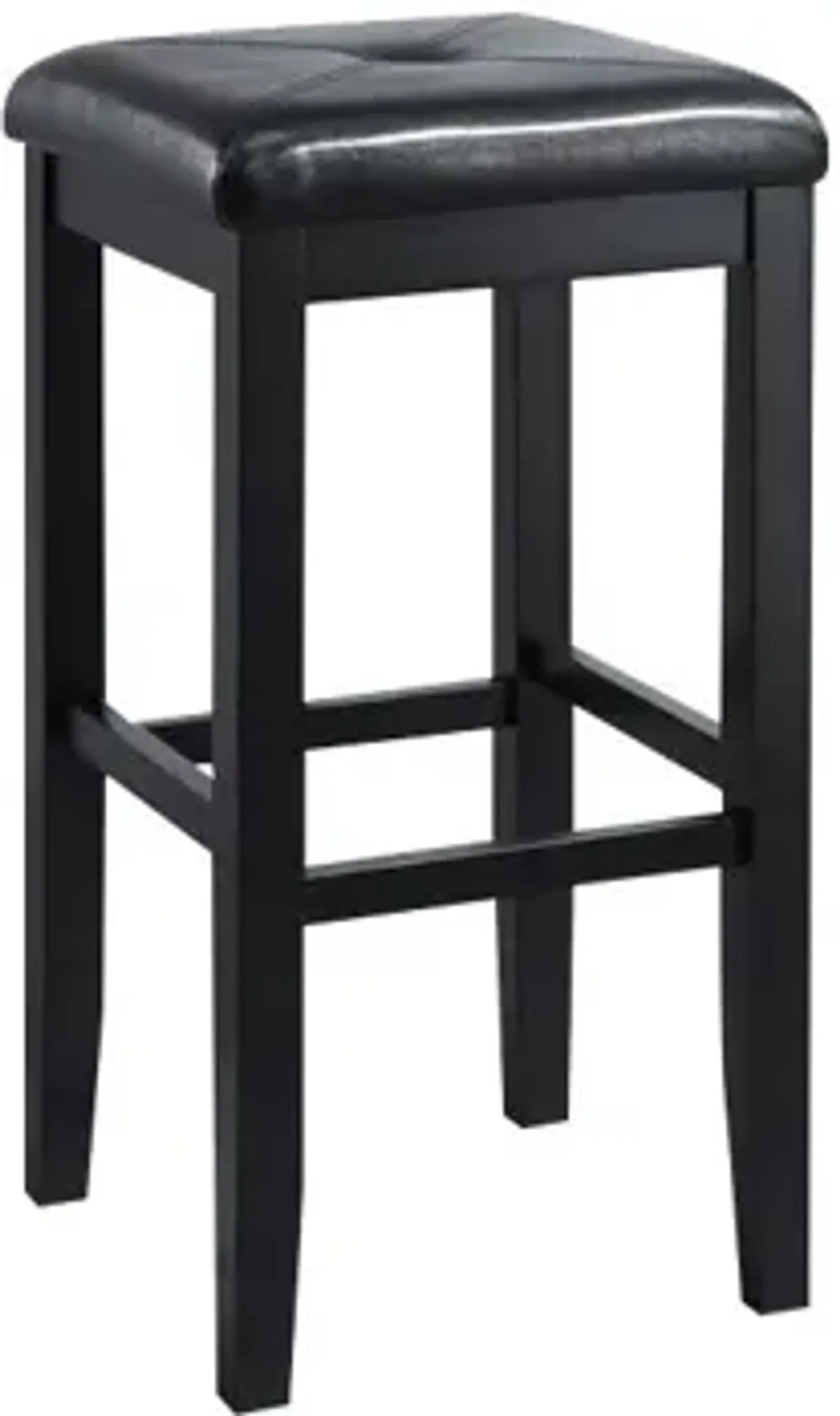 Upholstered Square Seat Bar Stool in Black, Set of 2