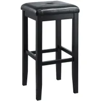 Upholstered Square Seat Bar Stool in Black, Set of 2