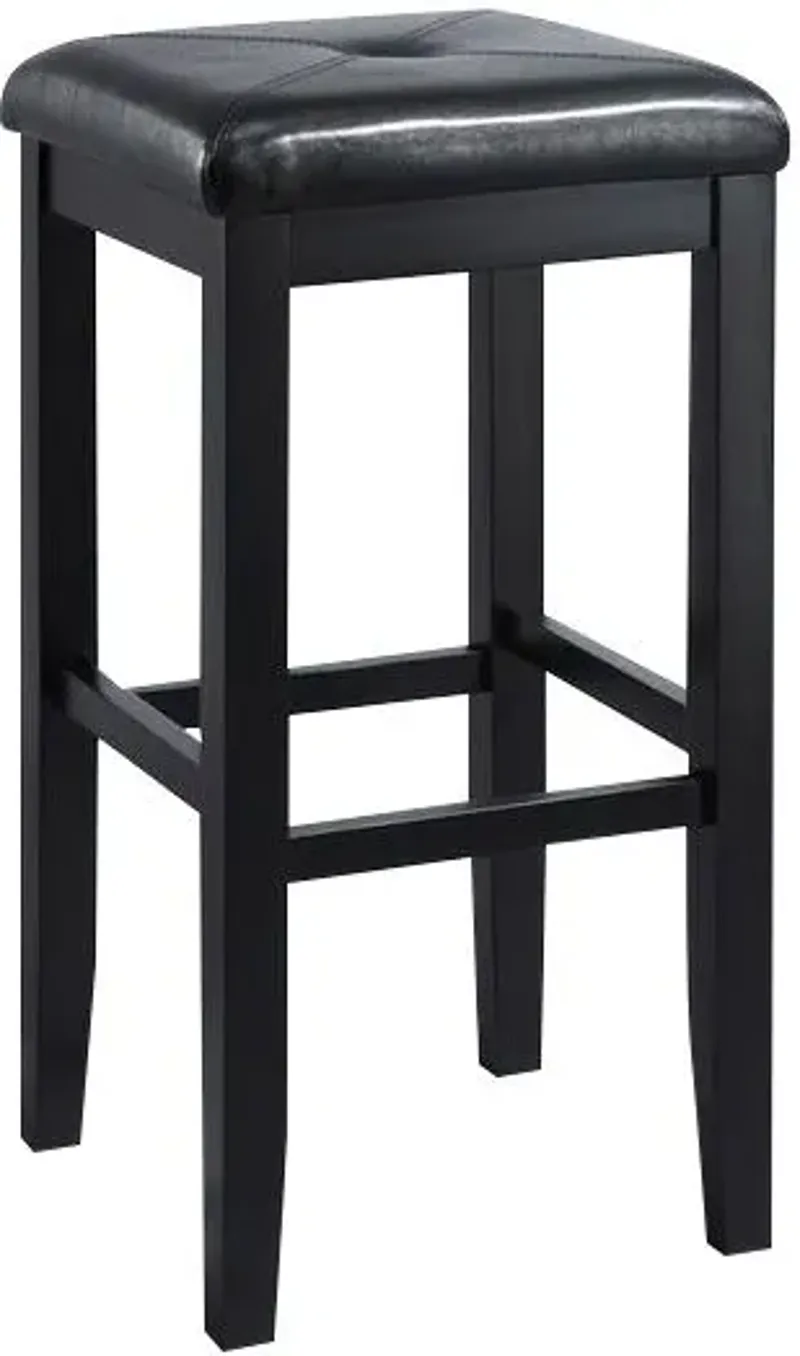 Upholstered Square Seat Bar Stool in Black, Set of 2