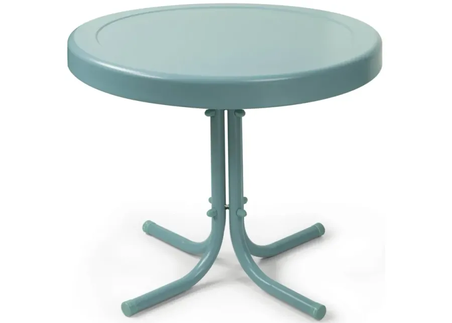 Retro Metal Side Table in Caribbean Blue