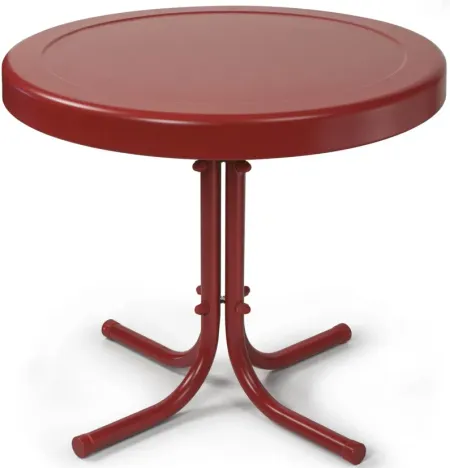 Retro Metal Side Table in Coral Red