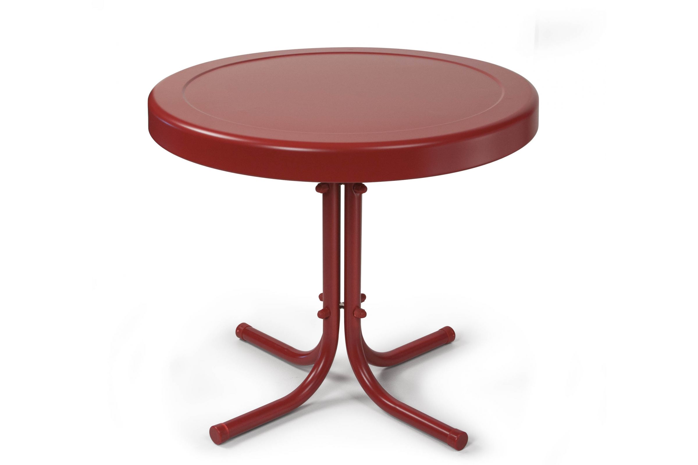 Retro Metal Side Table in Coral Red