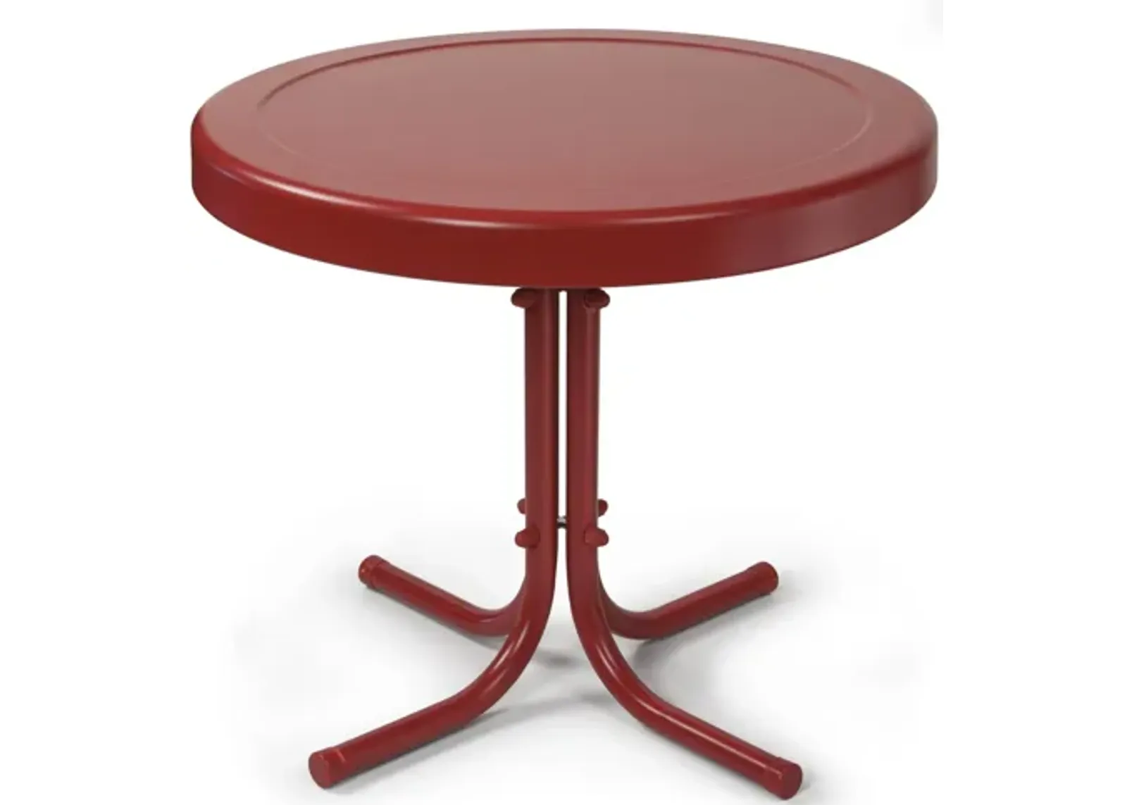 Retro Metal Side Table in Coral Red