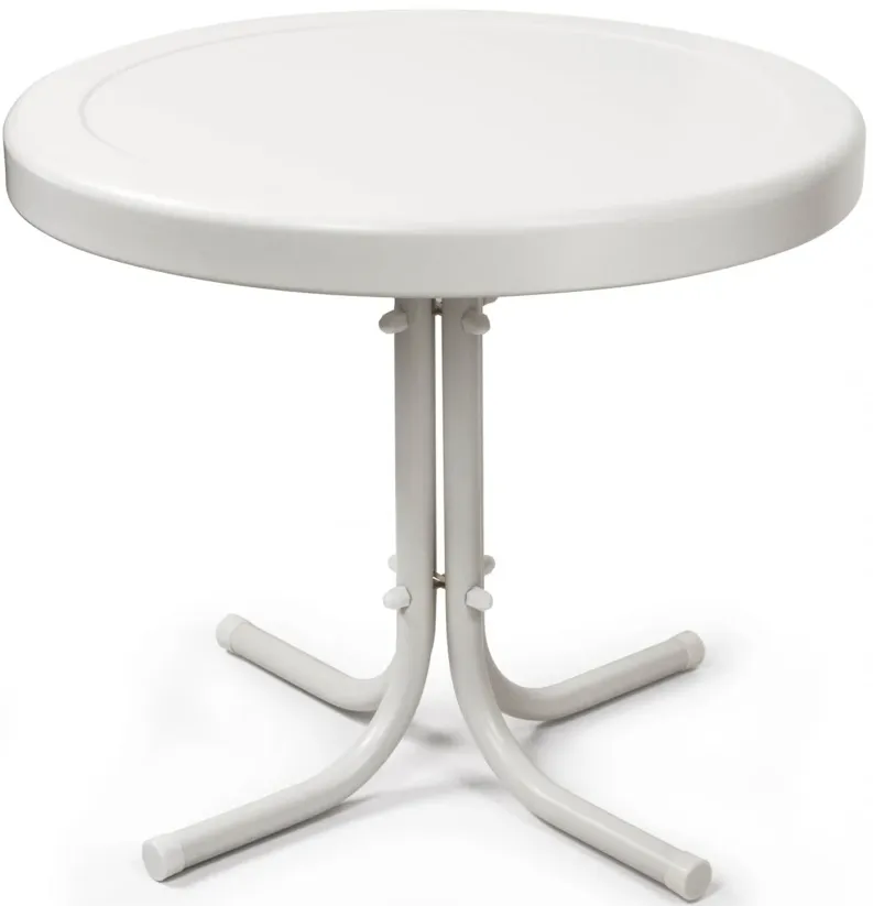Retro Metal Side Table in Alabaster White