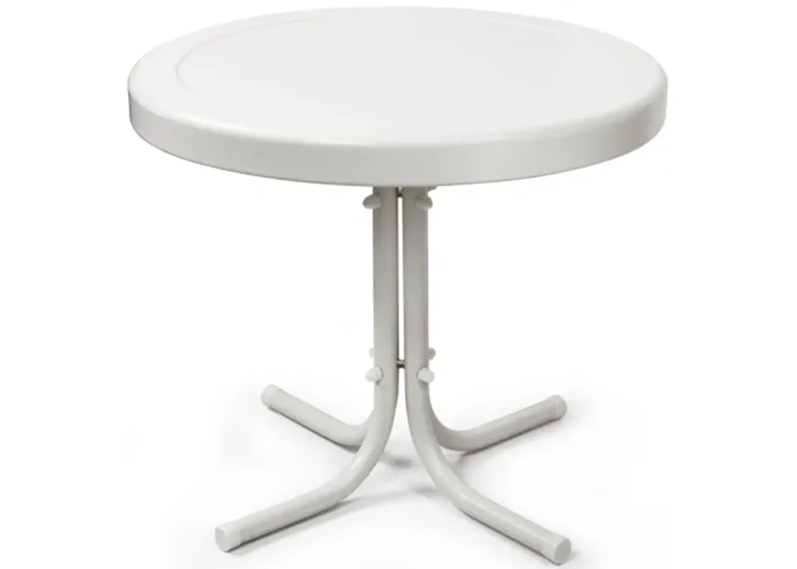 Retro Metal Side Table in Alabaster White