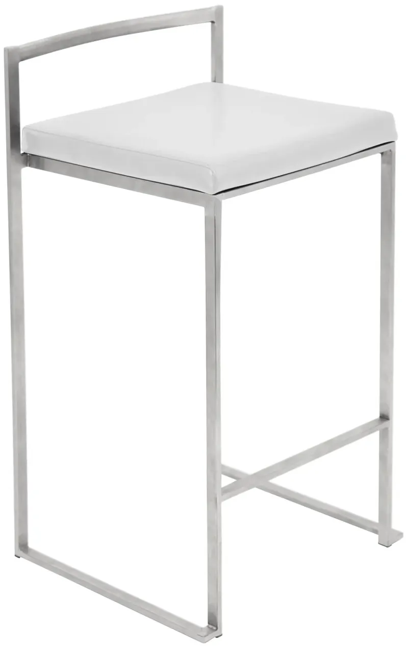 Fuji Stackable Counter Stool in White - Set Of 2 by LumiSource