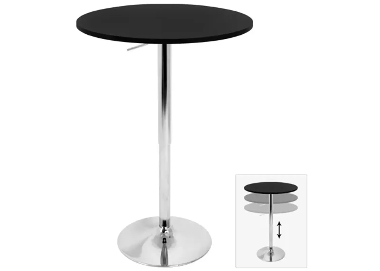 Height Adjustable Bar Table in Black by LumiSource