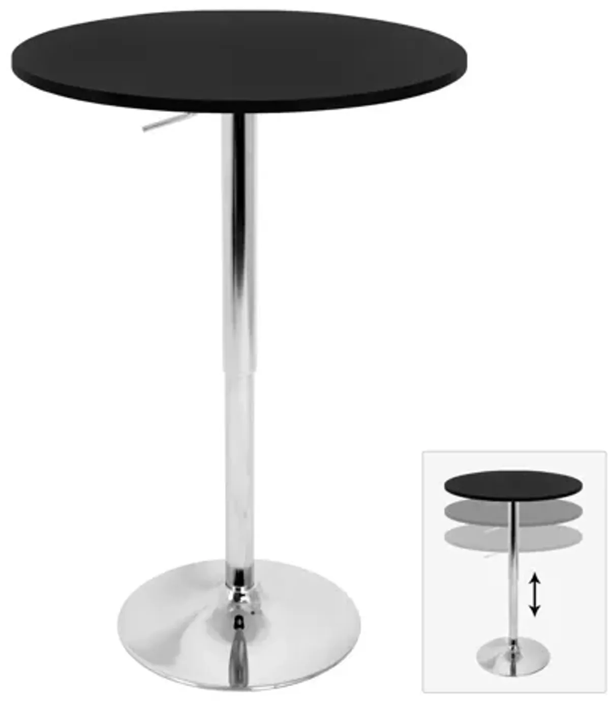 Height Adjustable Bar Table in Black by LumiSource