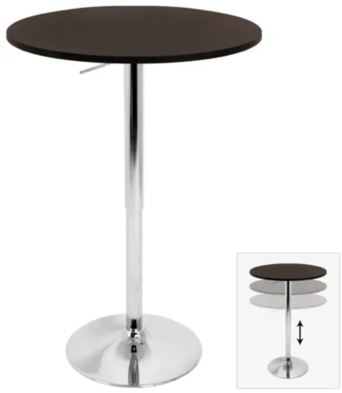 Height Adjustable Bar Table in Brown by LumiSource