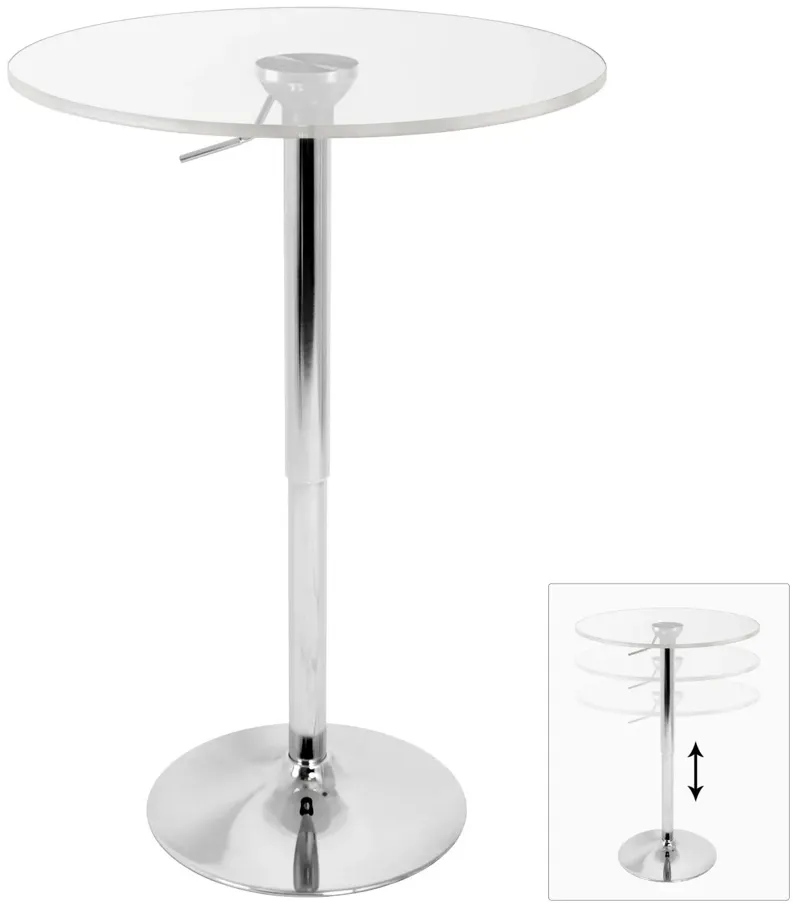 Height Adjustable Bar Table in Clear by LumiSource