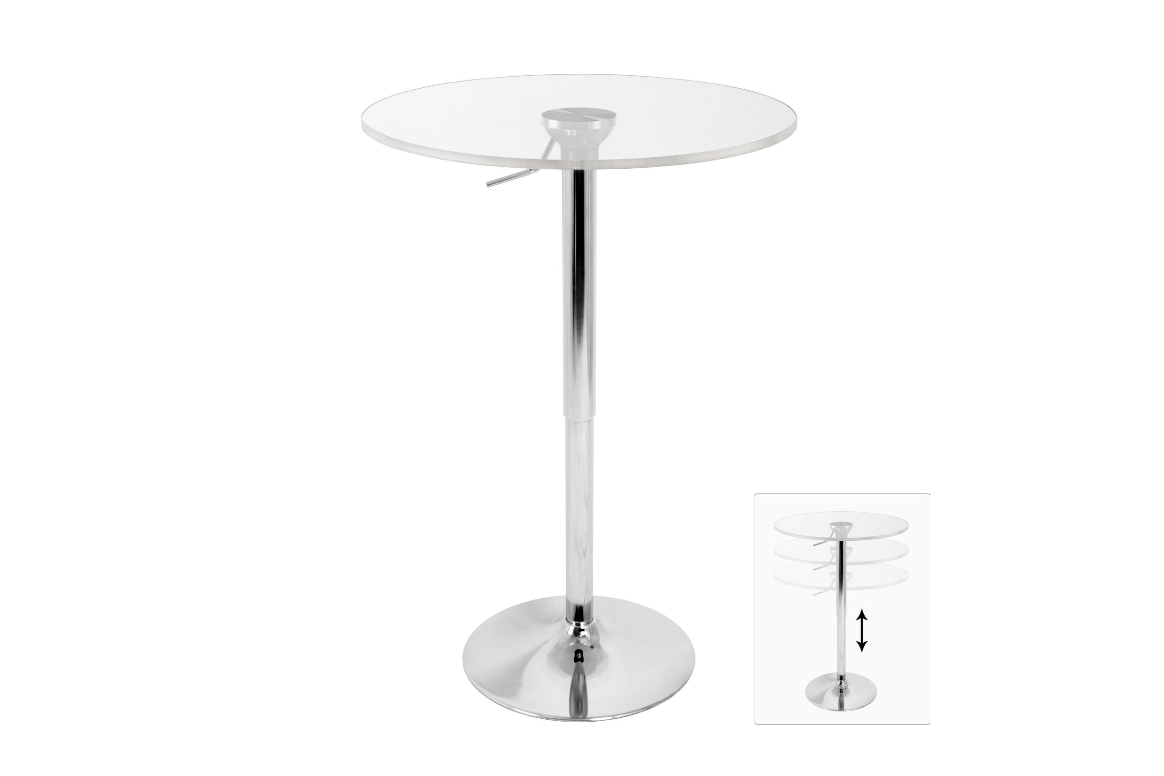Height Adjustable Bar Table in Clear by LumiSource