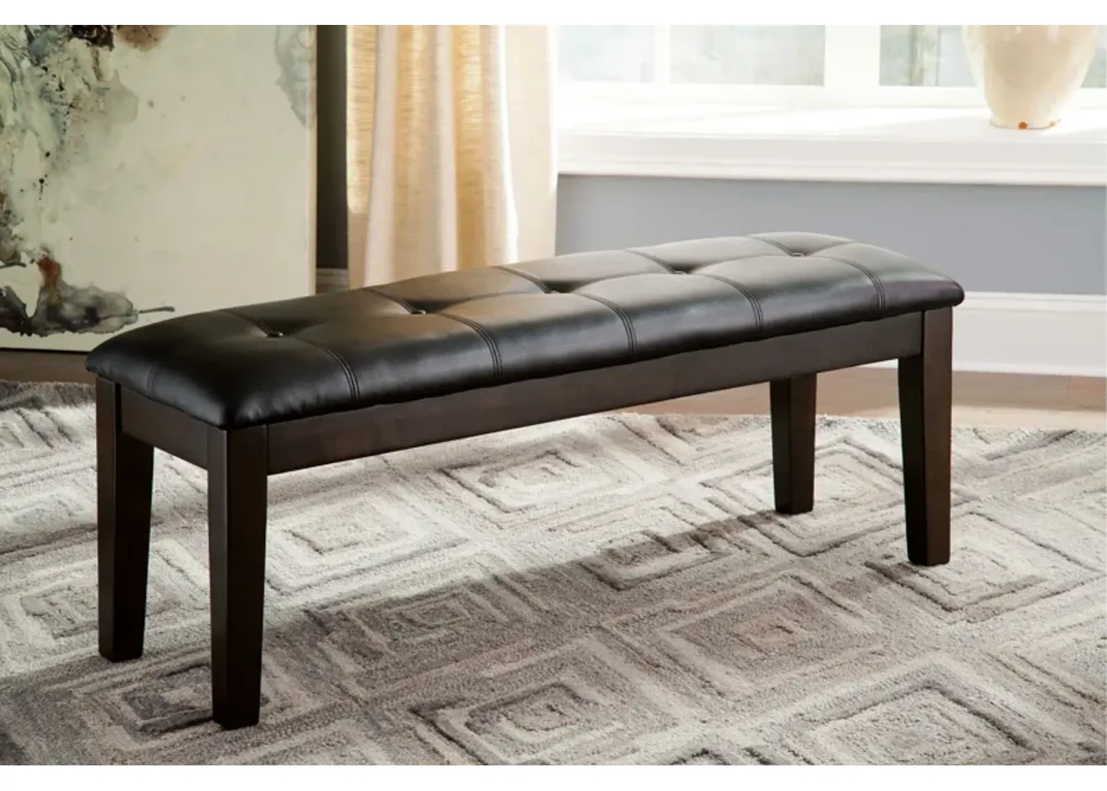 Haddigan Large Upholstered Dining Room Bench in Dark Brown by Ashley