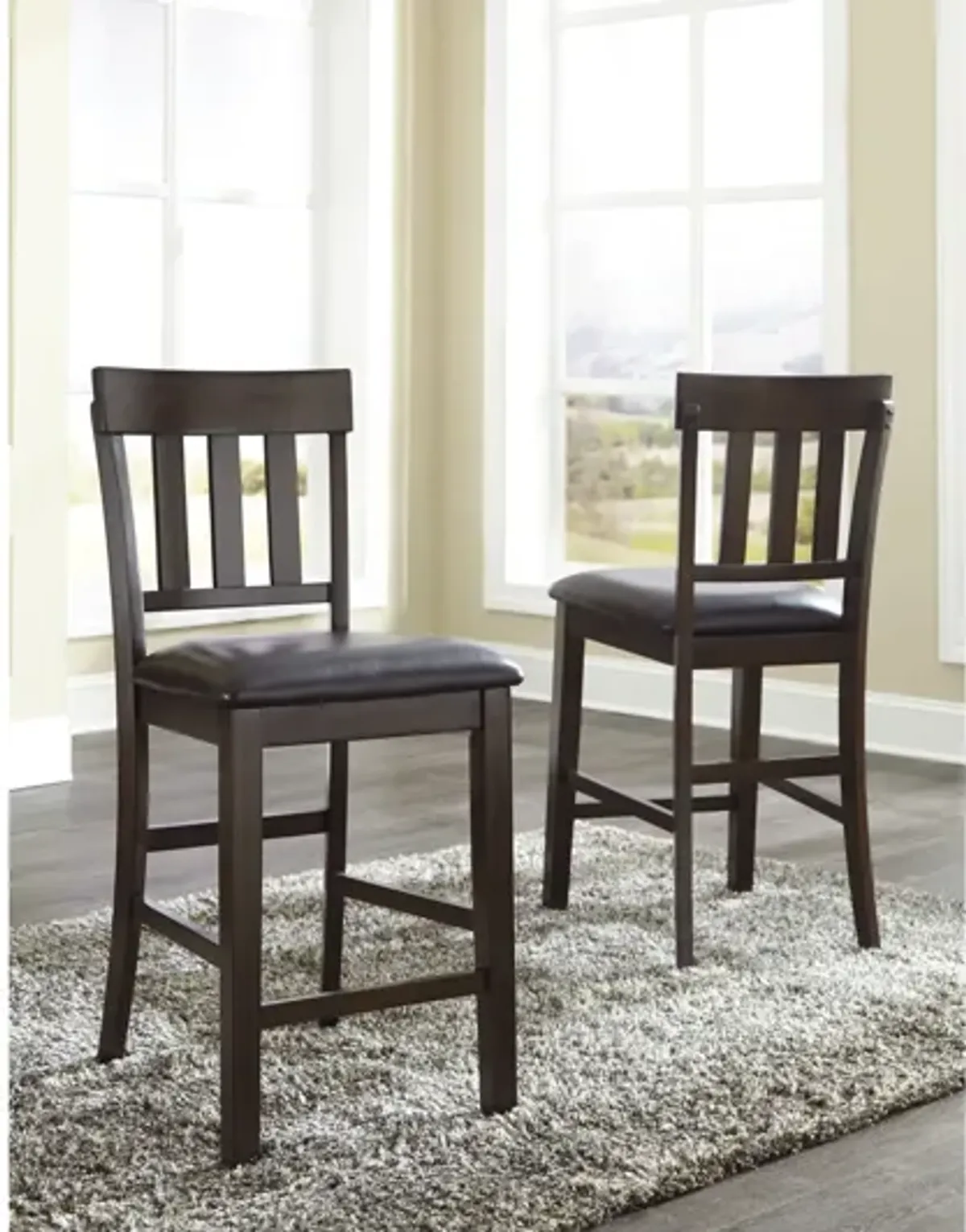 Haddigan Upholstered Bar Stools in Dark Brown Set of 2 by Ashley