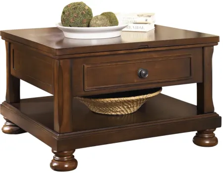 Porter Lift Top Cocktail Table in Rustic Brown by Ashley