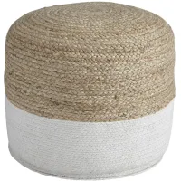 Sweed Natural and White Valley Pouf by Ashley
