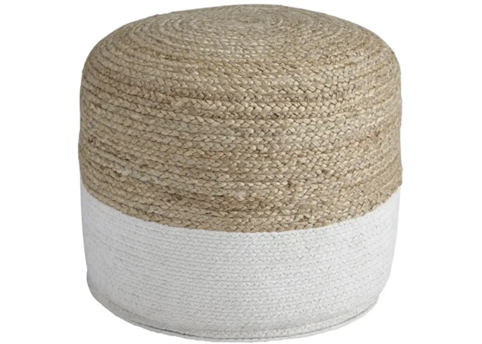 Sweed Natural and White Valley Pouf by Ashley