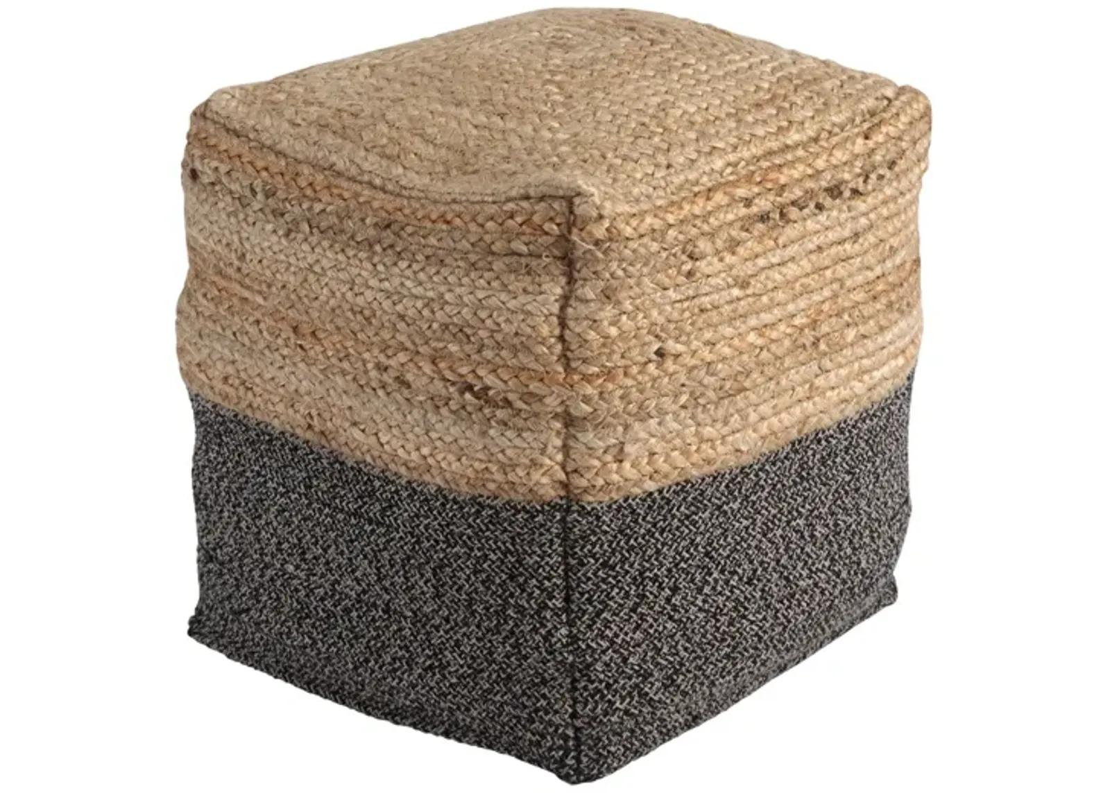 Sweed Natural and Black Valley Pouf by Ashley