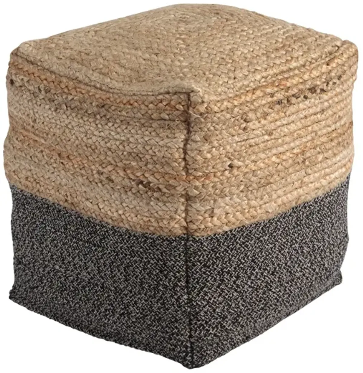 Sweed Natural and Black Valley Pouf by Ashley