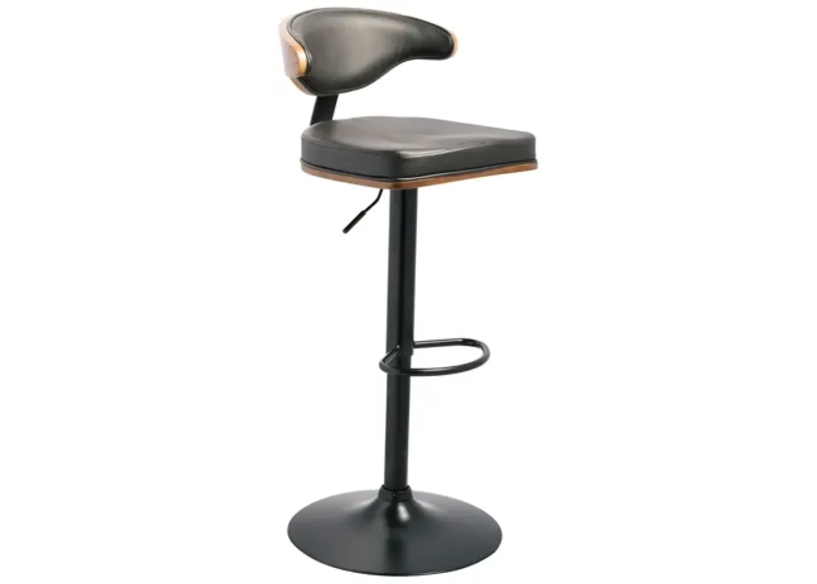 Bellatier Black Faux Leather Adjustable Swivel Barstool by Ashley