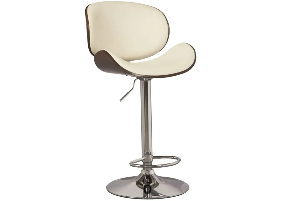 Bellatier Bone Faux Leather and Walnut Adjustable Swivel Barstool by Ashley