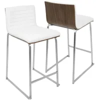 Mara Contemporary 26" Counter Stools (Set of 2) in Walnut and White by LumiSource