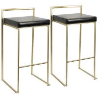 Fuji Contemporary Bar Stools (Set of 2) in Gold and Black by LumiSource