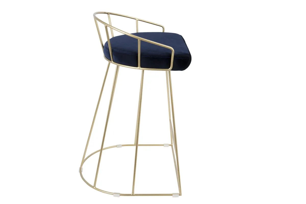 Canary Contemporary 26" Counter Stools (Set fo 2) in Gold and Blue Velvet by LumiSource