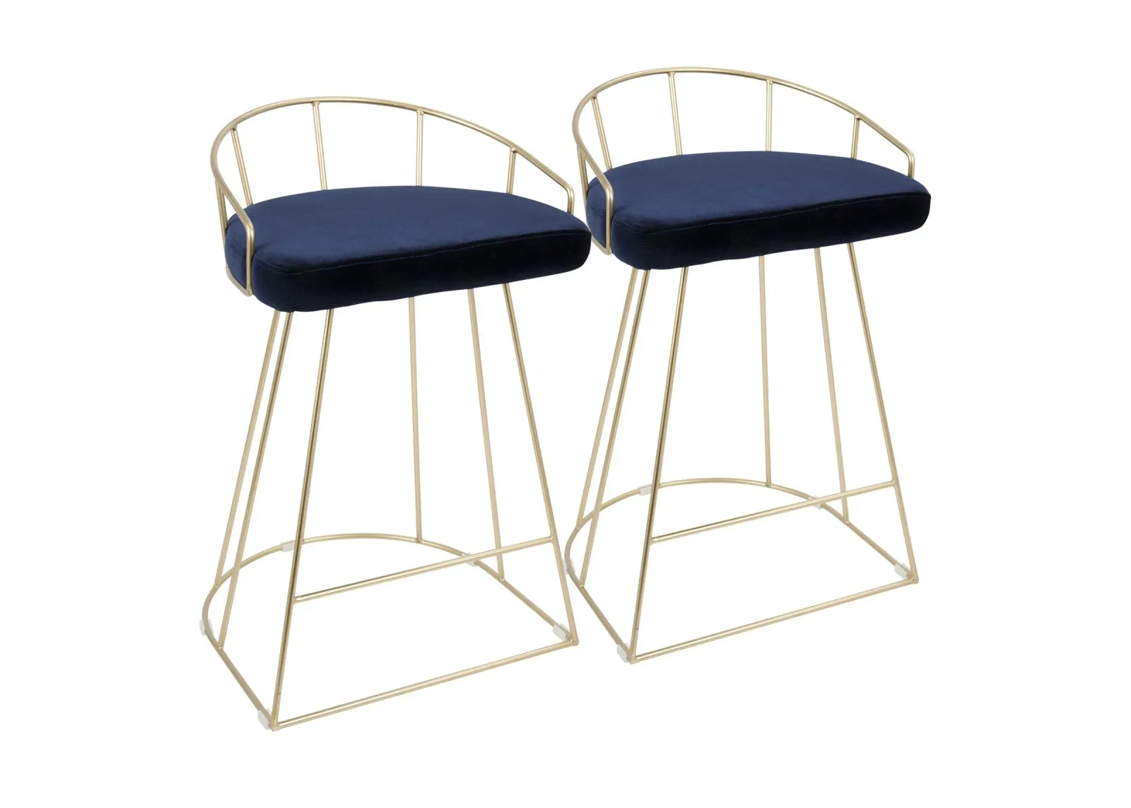 Canary Contemporary 26" Counter Stools (Set fo 2) in Gold and Blue Velvet by LumiSource