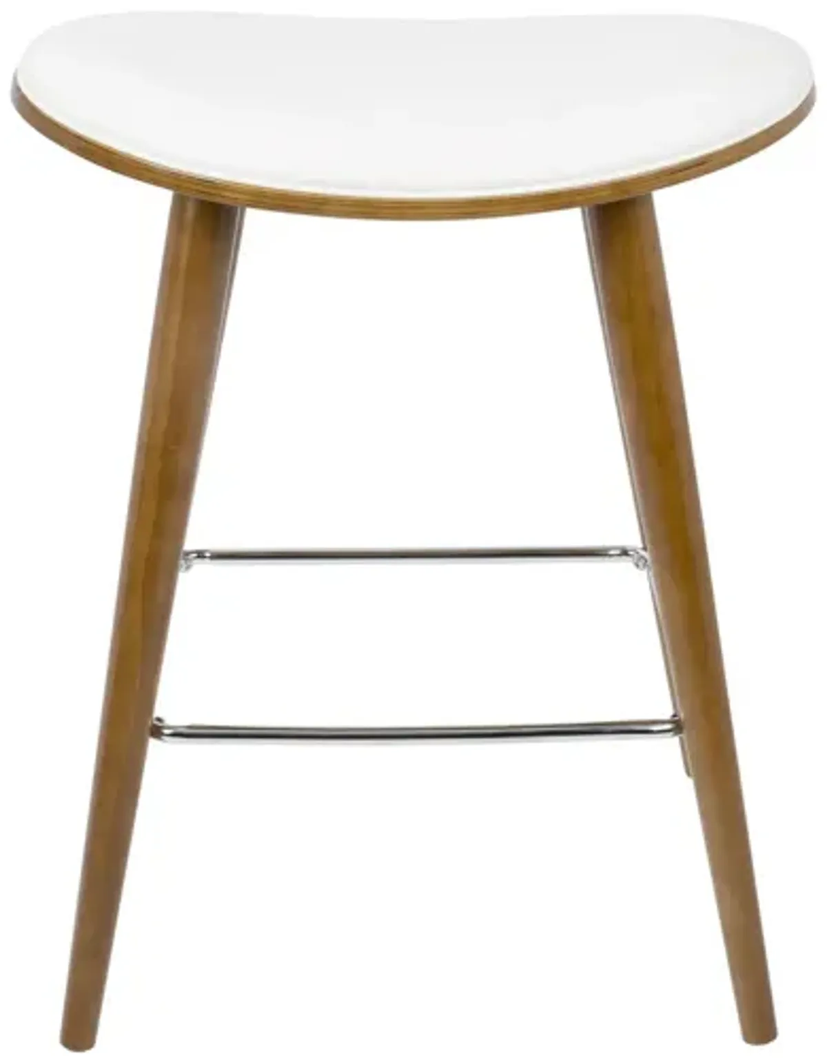 Saddle 26" Mid-Century Modern Counter Stools (Set of 2) in Walnut and White by LumiSource