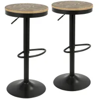 Dakota Industrial Adjustable Bar Stools (Set of 2) with Swivel in Black by LumiSource