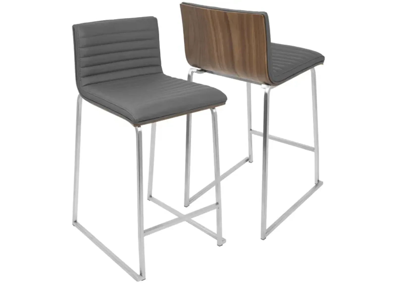 Mara Contemporary 26" Counter Stools (Set of 2) in Walnut and Grey by LumiSource