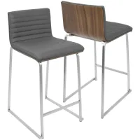 Mara Contemporary 26" Counter Stools (Set of 2) in Walnut and Grey by LumiSource
