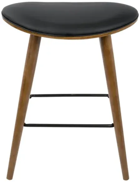 Saddle 26" Mid-Century Modern Counter Stools (Set of 2) in Walnut and Black by LumiSource
