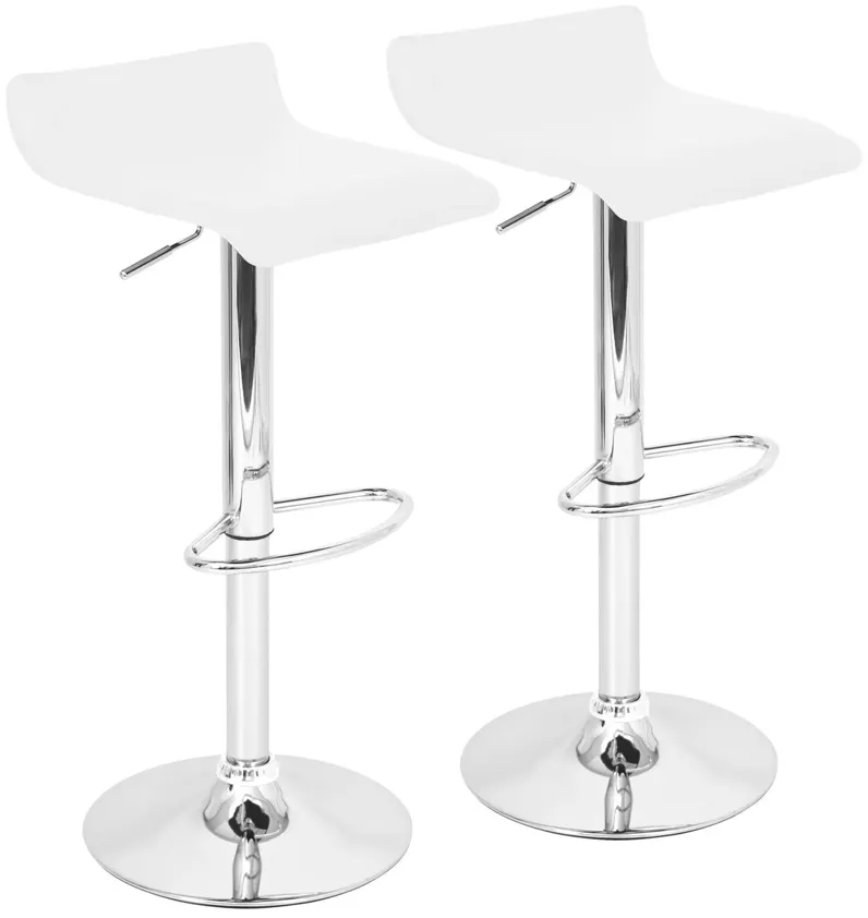 Ale Contemporary Adjustable Bar Stools (Set of 2) in White by LumiSource